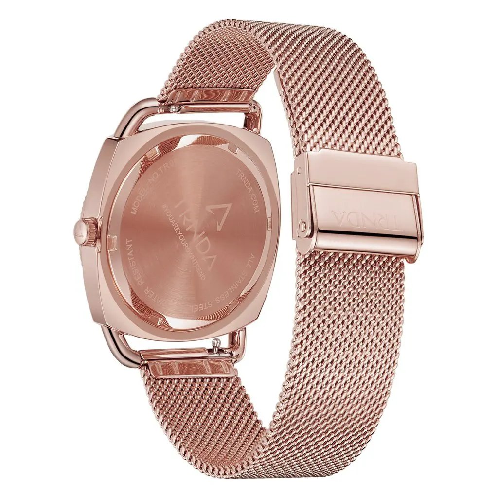 Trnda Women's Rose Gold Stainless Steel Watch, Mesh Band | Trn-358 by TRNDA