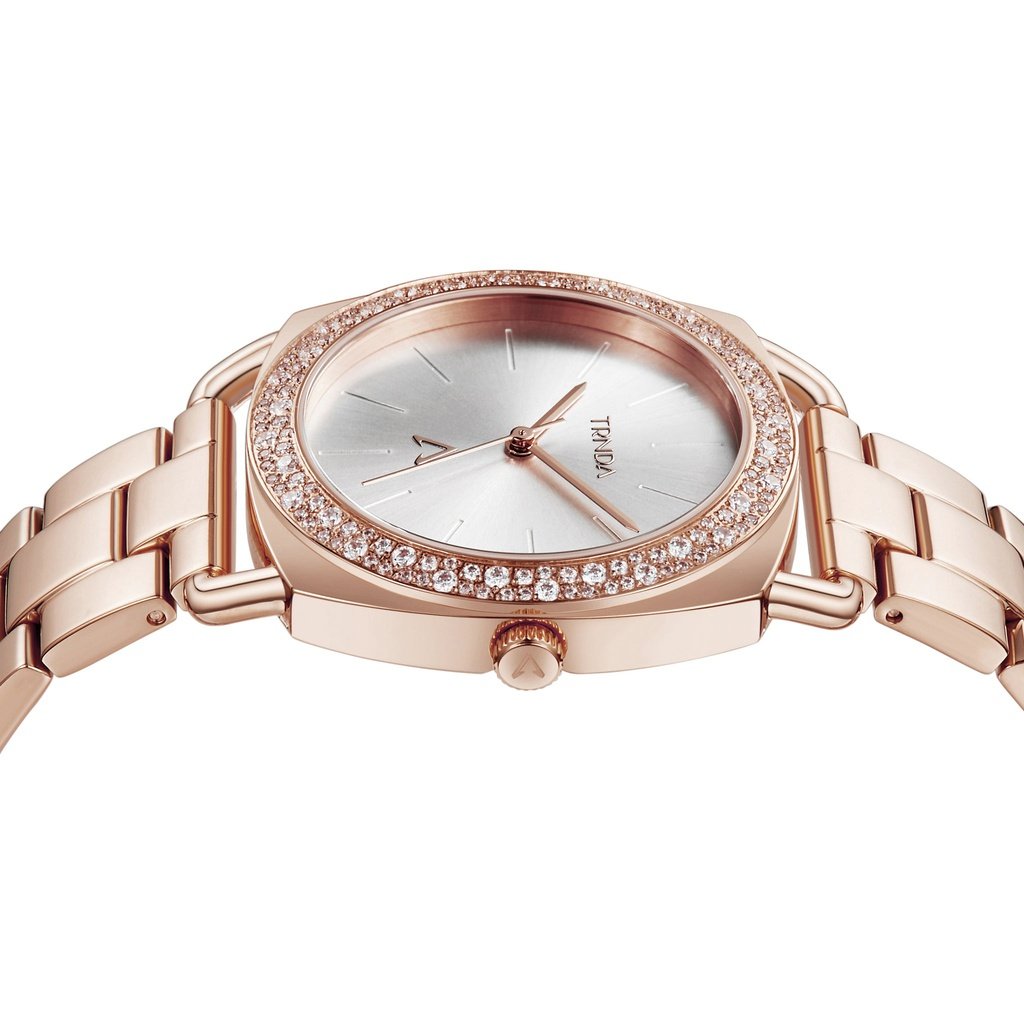Trnda Women's Rose Gold Stainless Steel Watch, Silver Dial | Trnda-001-2