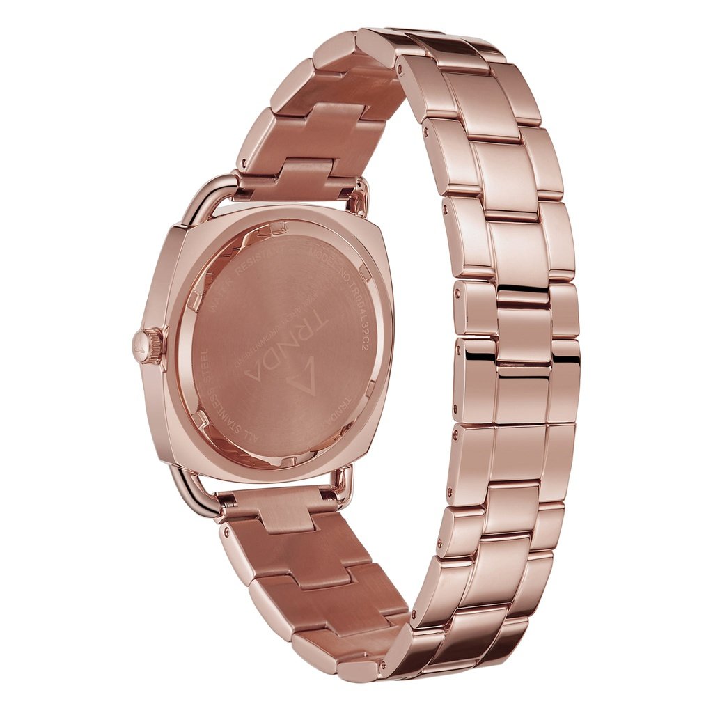 Trnda Women's Rose Gold Stainless Steel Watch, Silver Dial | Trnda-001-3