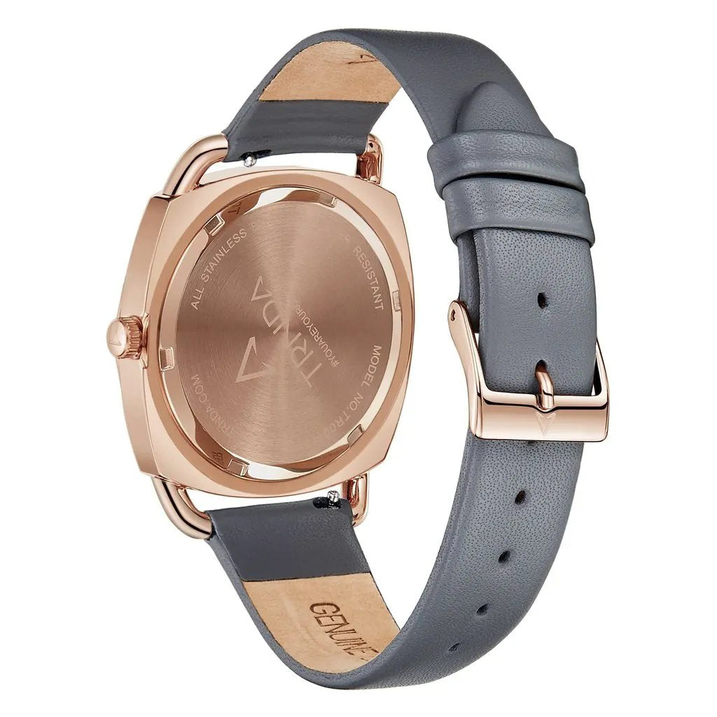 Trnda Women's Rose Gold Stainless Steel Watch, Gray Leather | Trnda-001 by TRNDA
