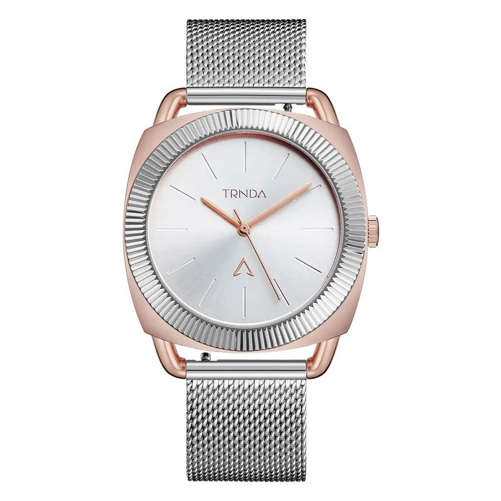Trnda Women's Rose Gold Stainless Steel Watch, Silver Dial | Trnda-Rg35.8 by TRNDA