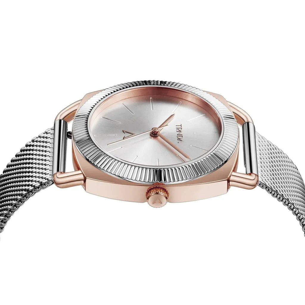 Trnda Women's Rose Gold Stainless Steel Watch, Silver Dial | Trnda-Rg35.8 by TRNDA