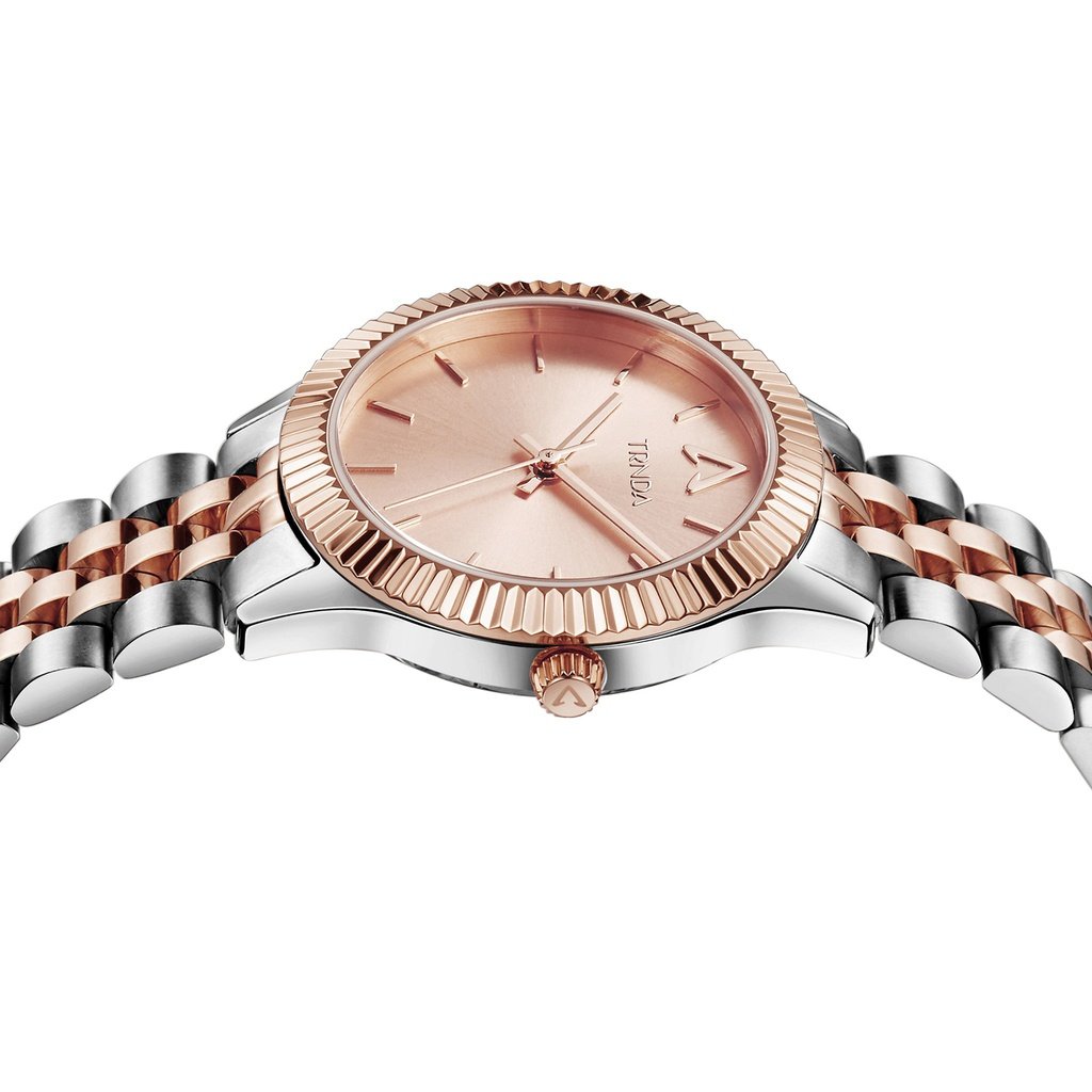 Trnda Women's Stainless Steel Watch, Silver & Rose Gold Dial | Trnda32mm-2
