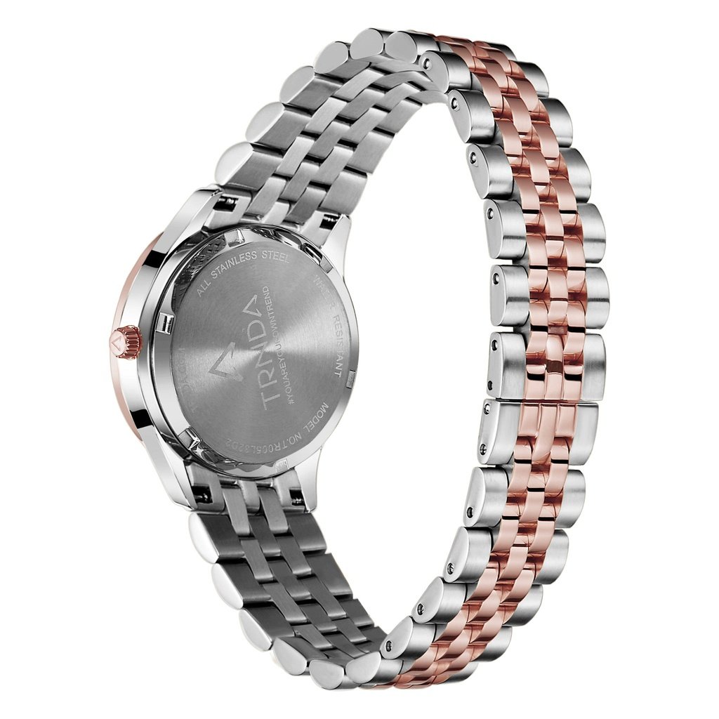 Trnda Women's Stainless Steel Watch, Silver & Rose Gold Dial | Trnda32mm-3