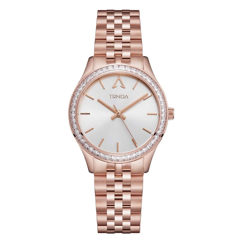Trnda Women's Rose Gold Stainless Steel Watch, Silver Dial | Trnda-32mm-0
