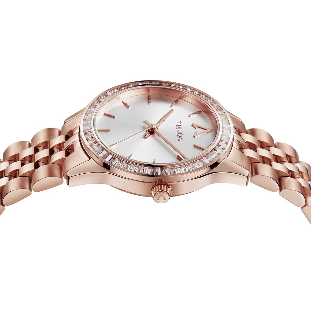 Trnda Women's Rose Gold Stainless Steel Watch, Silver Dial | Trnda-32mm-2
