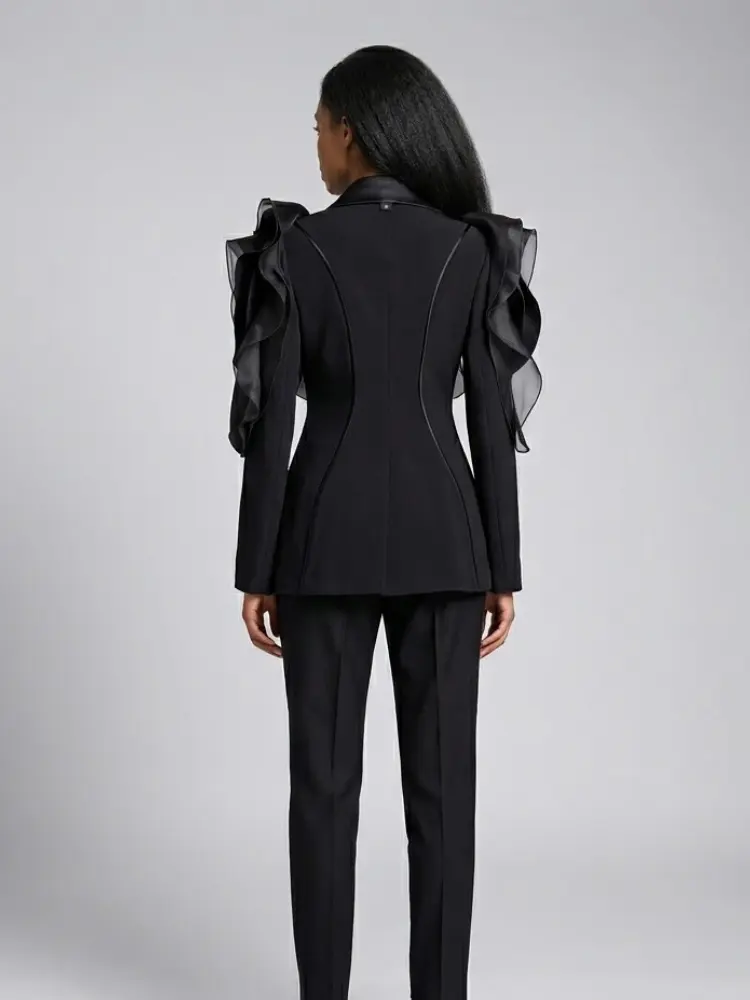 TRIBECA Architectural Ruffle Blazer | Luxury BYMANYC ® New York by BYMANYC ® New York