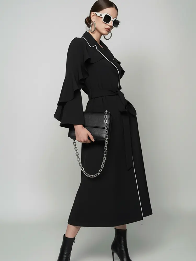 TRIBECA Ruffle Long Coat BYMANYC ® New York by BYMANYC ® New York