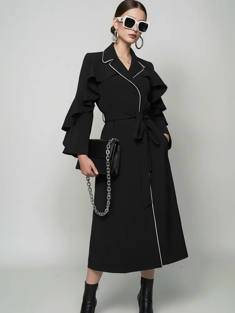 TRIBECA Ruffle Long Coat BYMANYC ® New York by BYMANYC ® New York