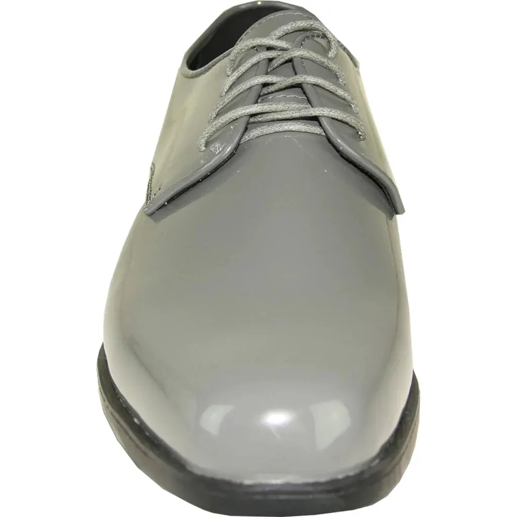 VANGELO Men Dress Shoe TUX-1 Oxford Formal Tuxedo for Prom & Wedding Grey Patent by Tux-USA