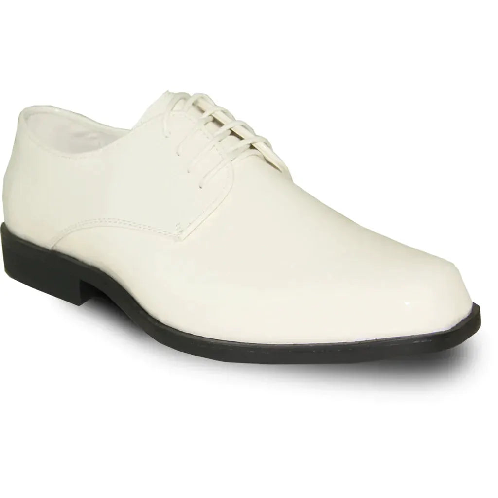 VANGELO Men Dress Shoe TUX-1 Oxford Formal Tuxedo for Prom & Wedding Ivory Patent by Tux-USA