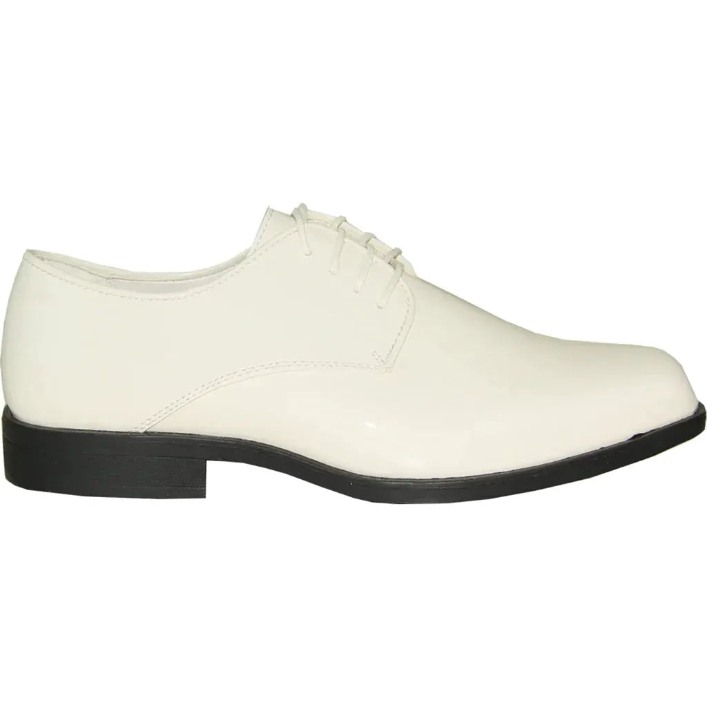 VANGELO Men Dress Shoe TUX-1 Oxford Formal Tuxedo for Prom & Wedding Ivory Patent by Tux-USA