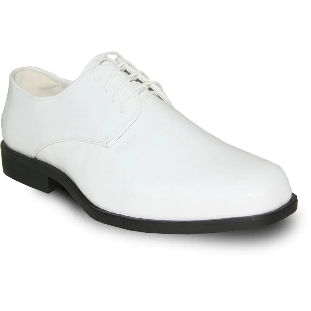 Men's Dress Shoes Oxford Patent Formal White for Prom and Wedding by Tux-USA