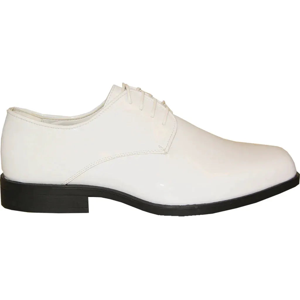 Men's Dress Shoes Oxford Patent Formal White for Prom and Wedding by Tux-USA