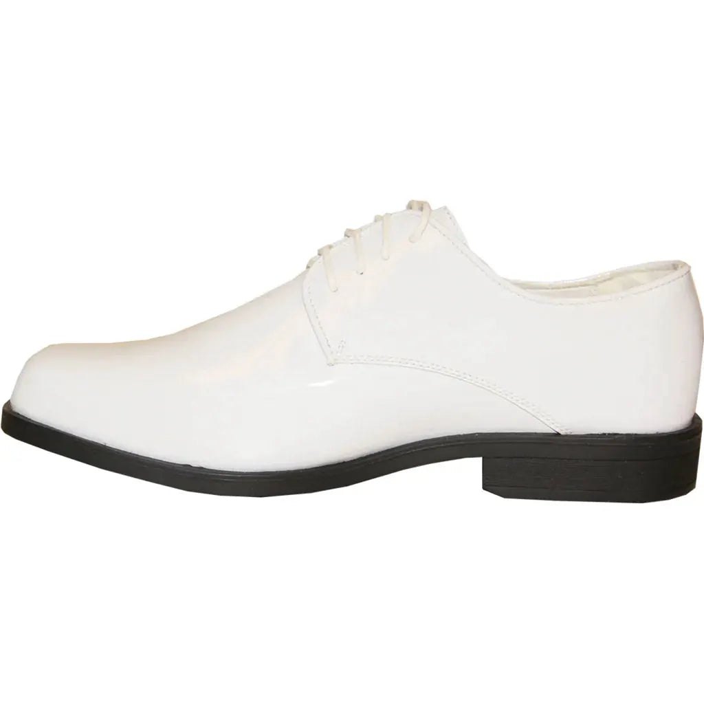 Men's Dress Shoes Oxford Patent Formal White for Prom and Wedding by Tux-USA