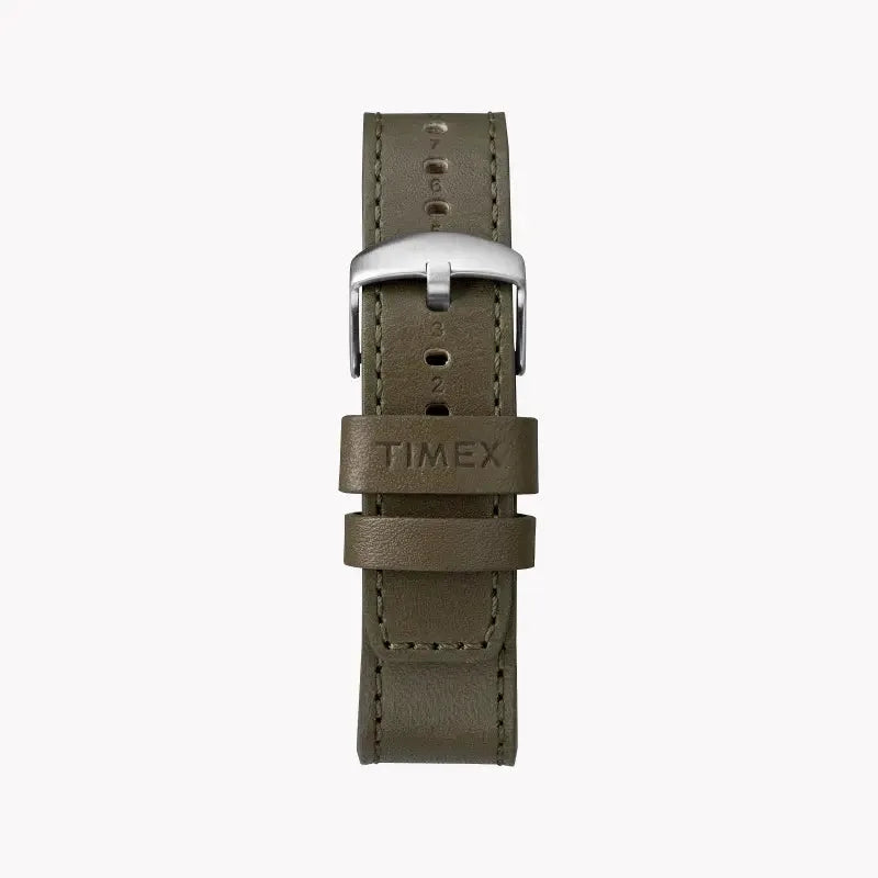 Timex Men's Green Leather Watch, Off White Dial | Tw2r70800 by TIMEX