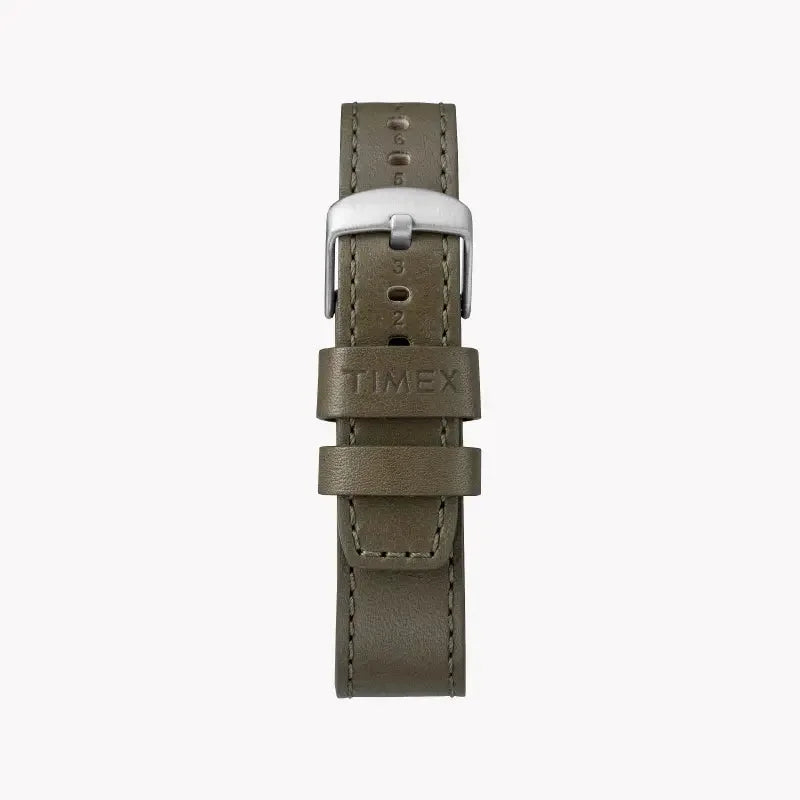 Timex Men's Green Leather Watch, Off White Dial | Tw2r71100 by TIMEX