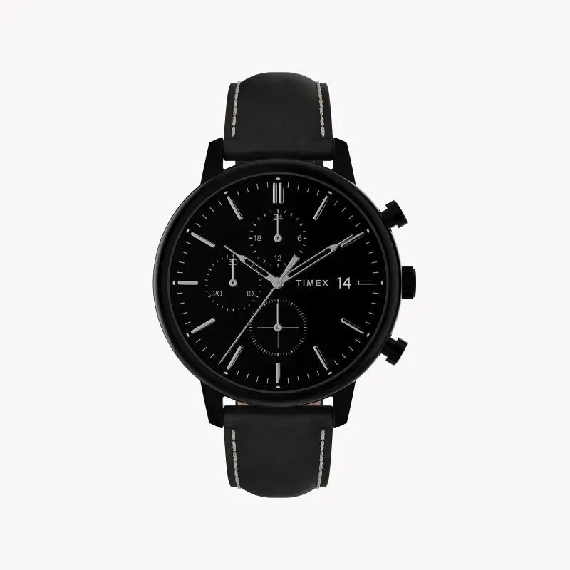 Timex Men's Black Leather Watch, Brass Case | Tw2u39200 by TIMEX