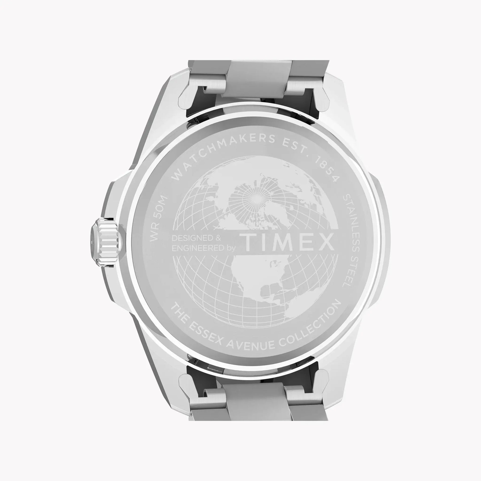 Essex 3-Hand Black Dial SST Bracelet | TW2Y21000 Stylish Timepiece by TIMEX