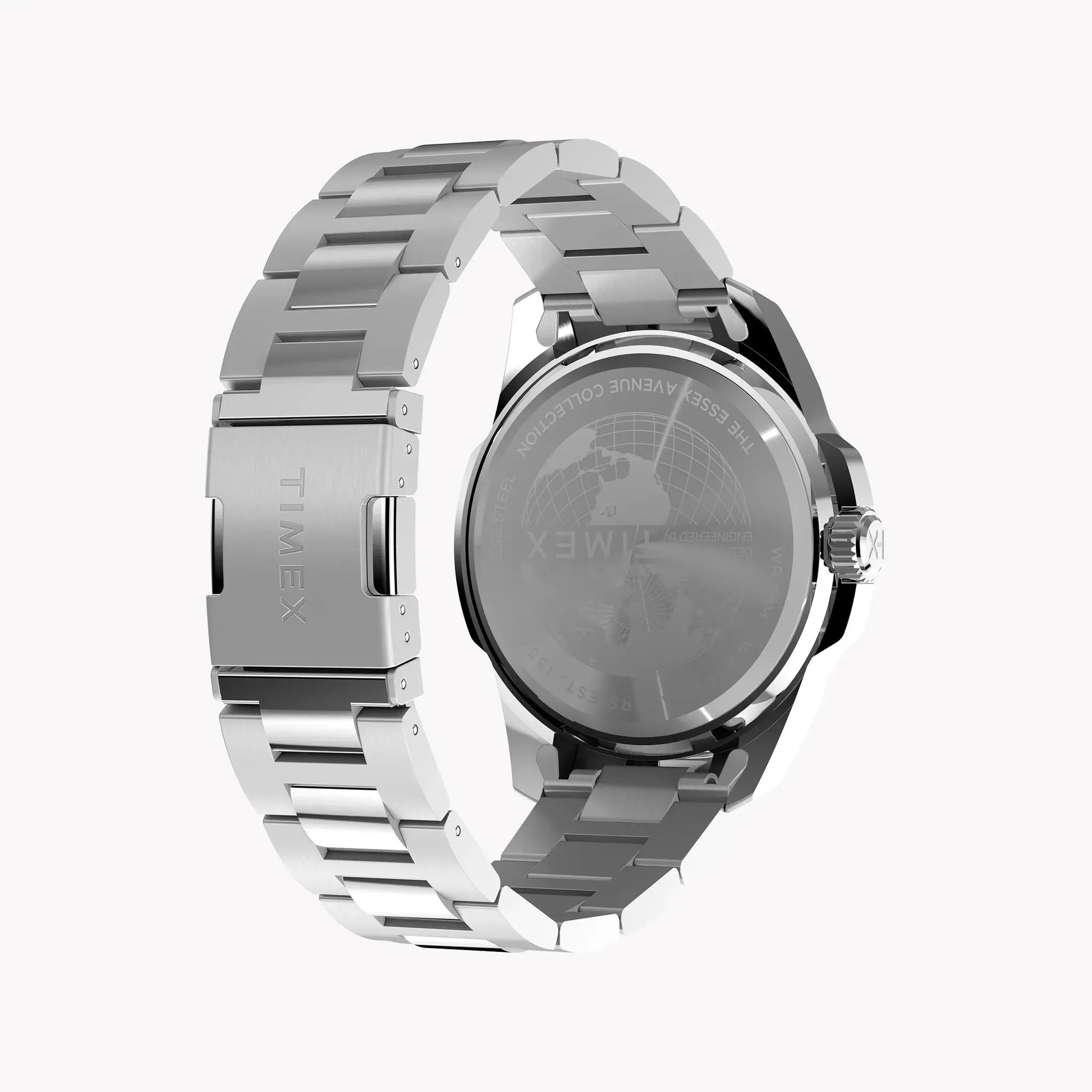 Essex 3-Hand Black Dial SST Bracelet | TW2Y21000 Stylish Timepiece by TIMEX