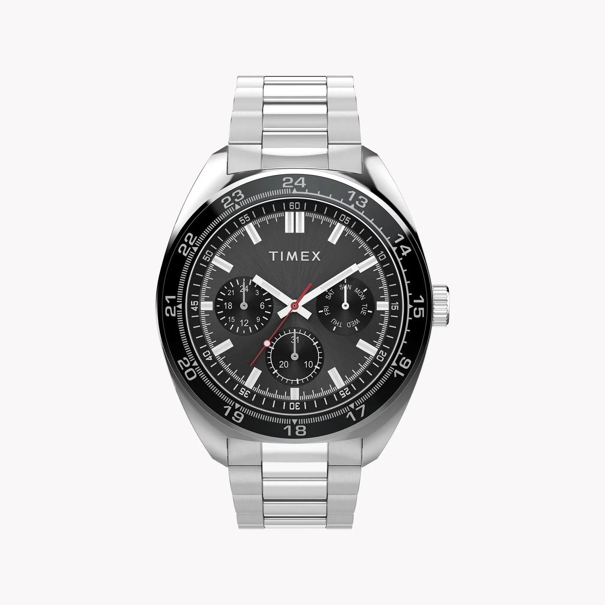 Mens Silver-tone Case & Bracelet with Black Dial TW2Y22600 | Stylish Watch by TIMEX