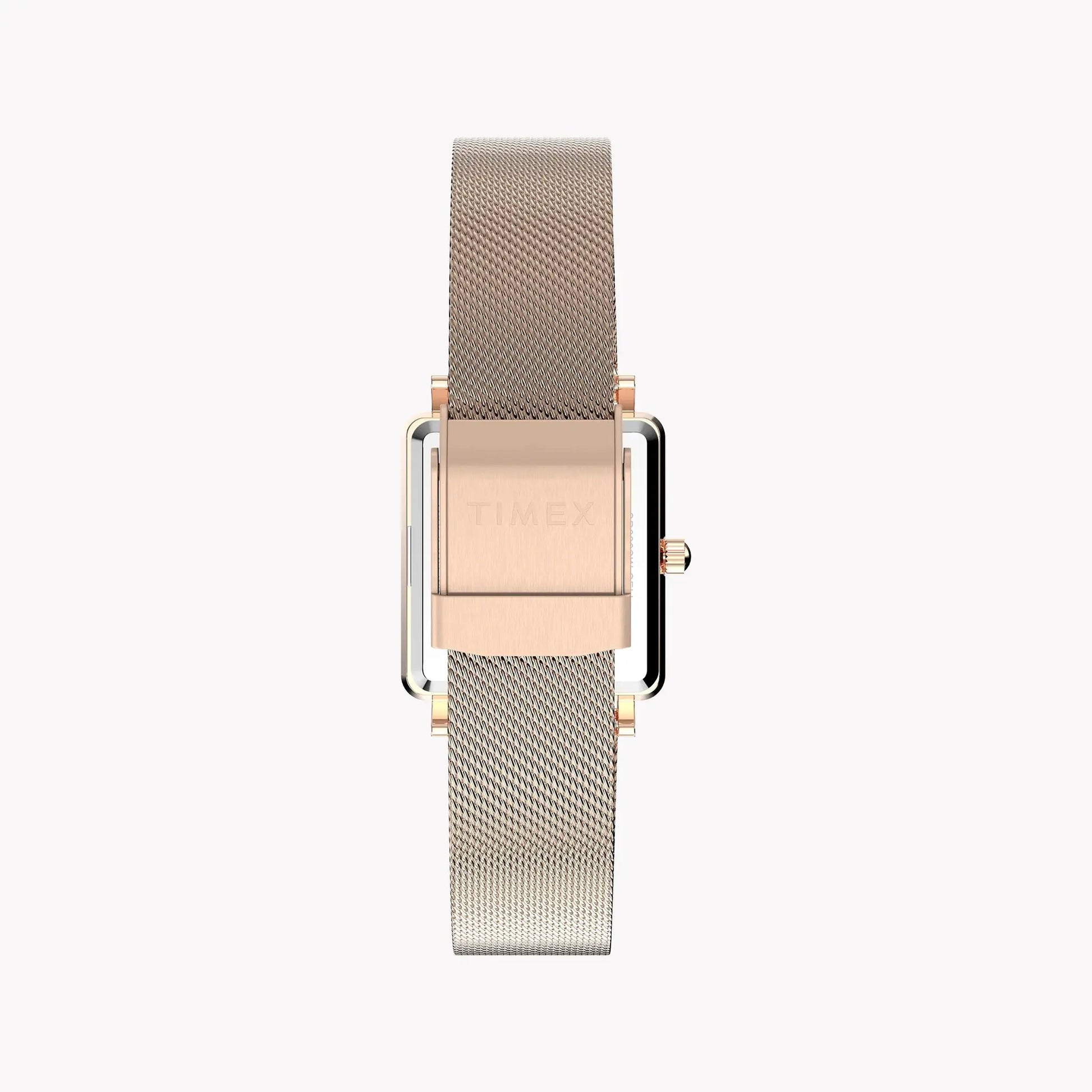 Transcend Rose Gold-tone Rectangle Watch with Silver Dial TW2Y26200 | Women’s Elegant Timepiece by TIMEX