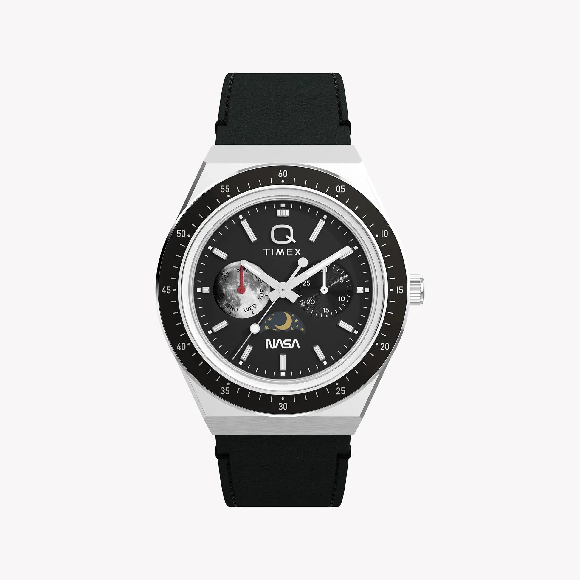 TIMEX Men's Silver Stainless Steel, Black Leather | TW2Y56800 by TIMEX