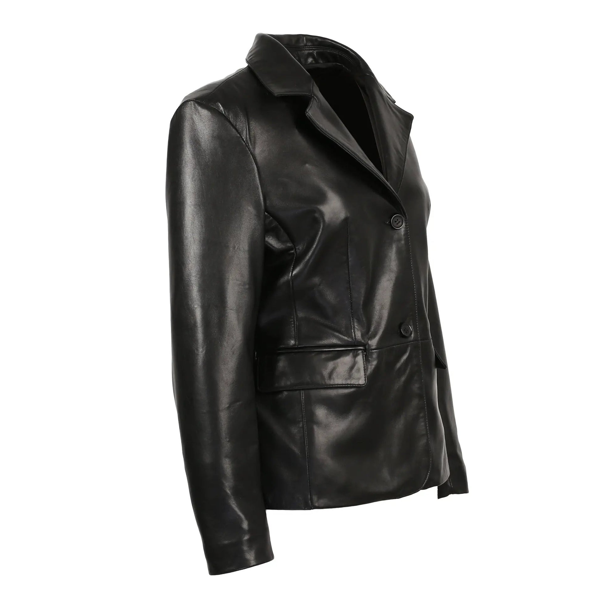 Talisa Womens 2 Button New Zealand Leather Blazer by Inland Leather Co.