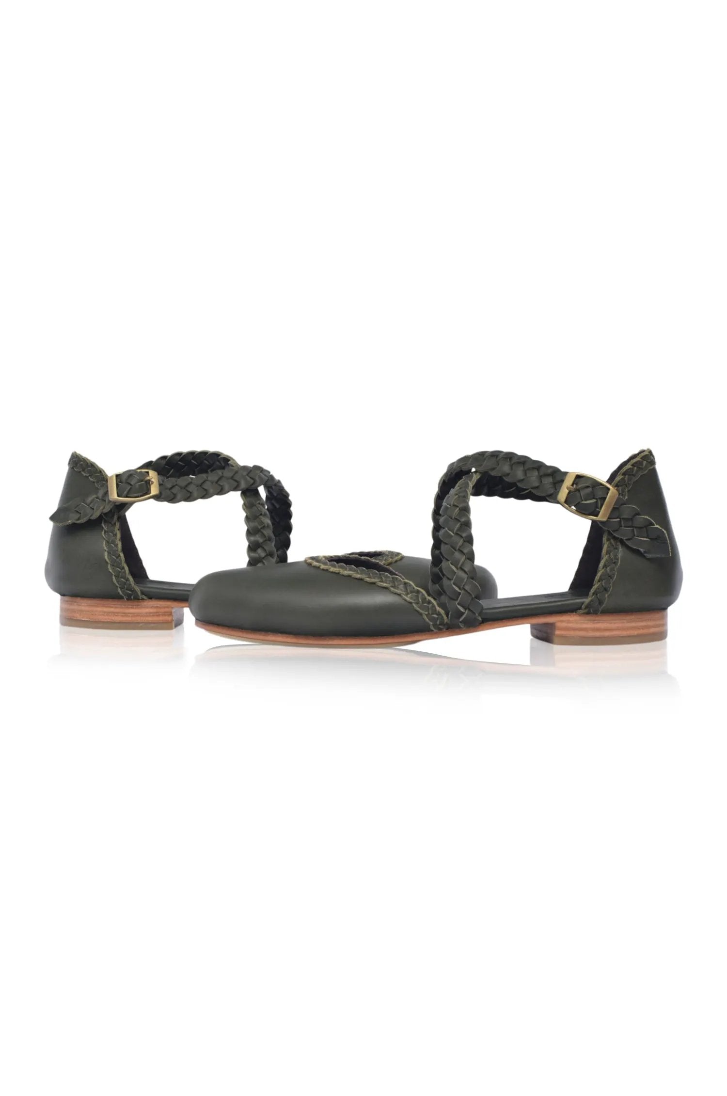 Tallulah Braided Criss-Cross Leather Flats by ELF