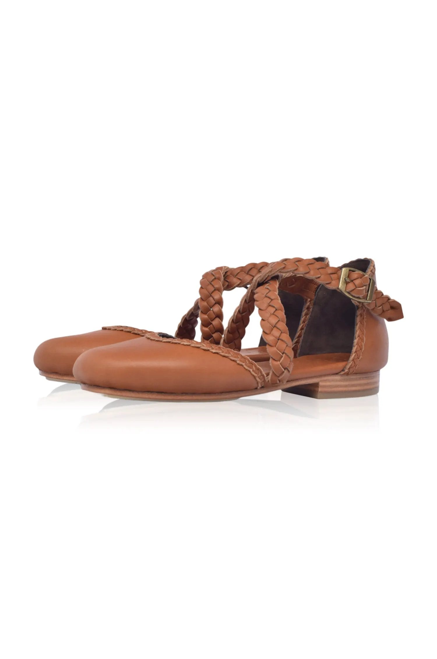 Tallulah Braided Criss-Cross Leather Flats by ELF