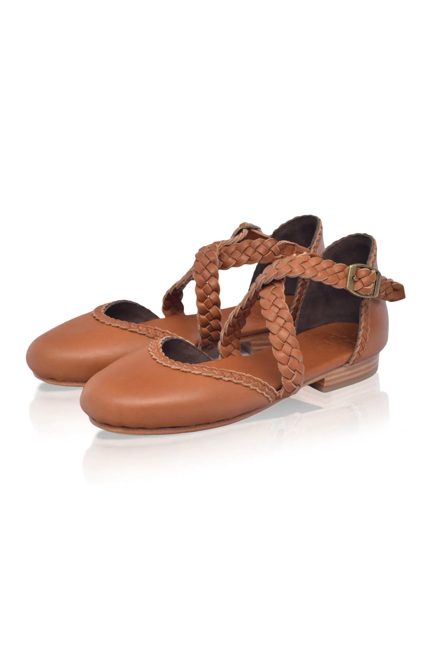 Tallulah Braided Criss-Cross Leather Flats by ELF