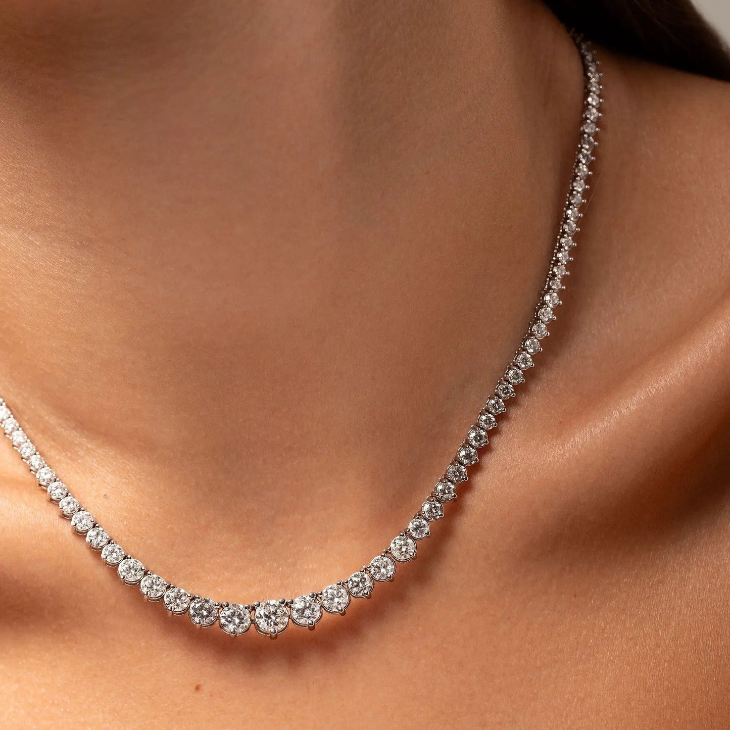 15 CTW Created Moissanite Graduated Tennis Necklace - G-H Color, SI Clarity by SightHolderDiamonds LLC