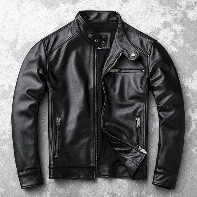 Theon Genuine Leather Jacket Men Black Motorcycle by Inland Leather Co.