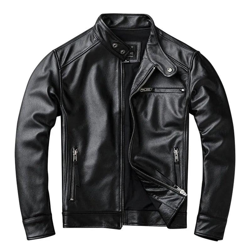 Theon Genuine Leather Jacket Men Black Motorcycle by Inland Leather Co.