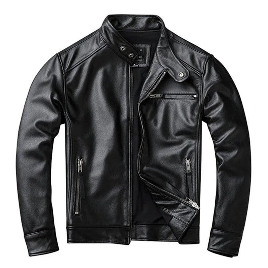 Theon Genuine Leather Jacket Men Black Motorcycle by Inland Leather Co.
