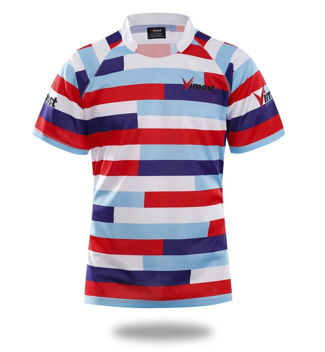 Custom Three Color Stripe Rugby Jersey by Vimost Sportswear