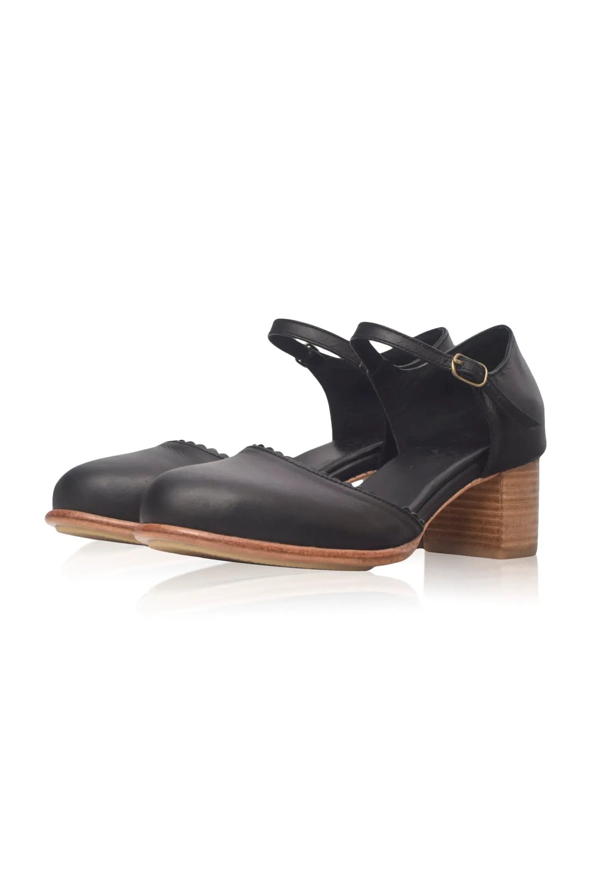 Toledo Scalloped D’Orsay Leather Heels by ELF