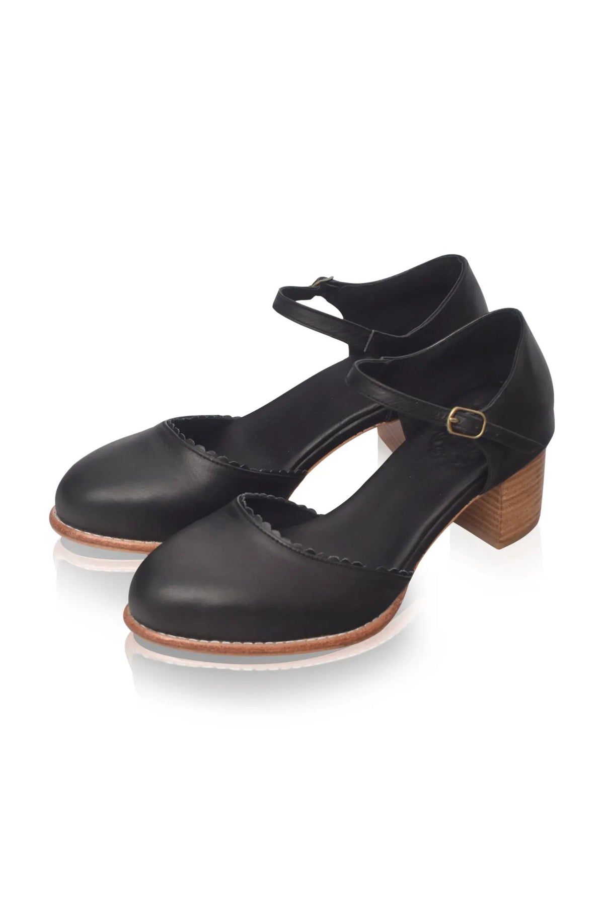 Toledo Scalloped D’Orsay Leather Heels by ELF