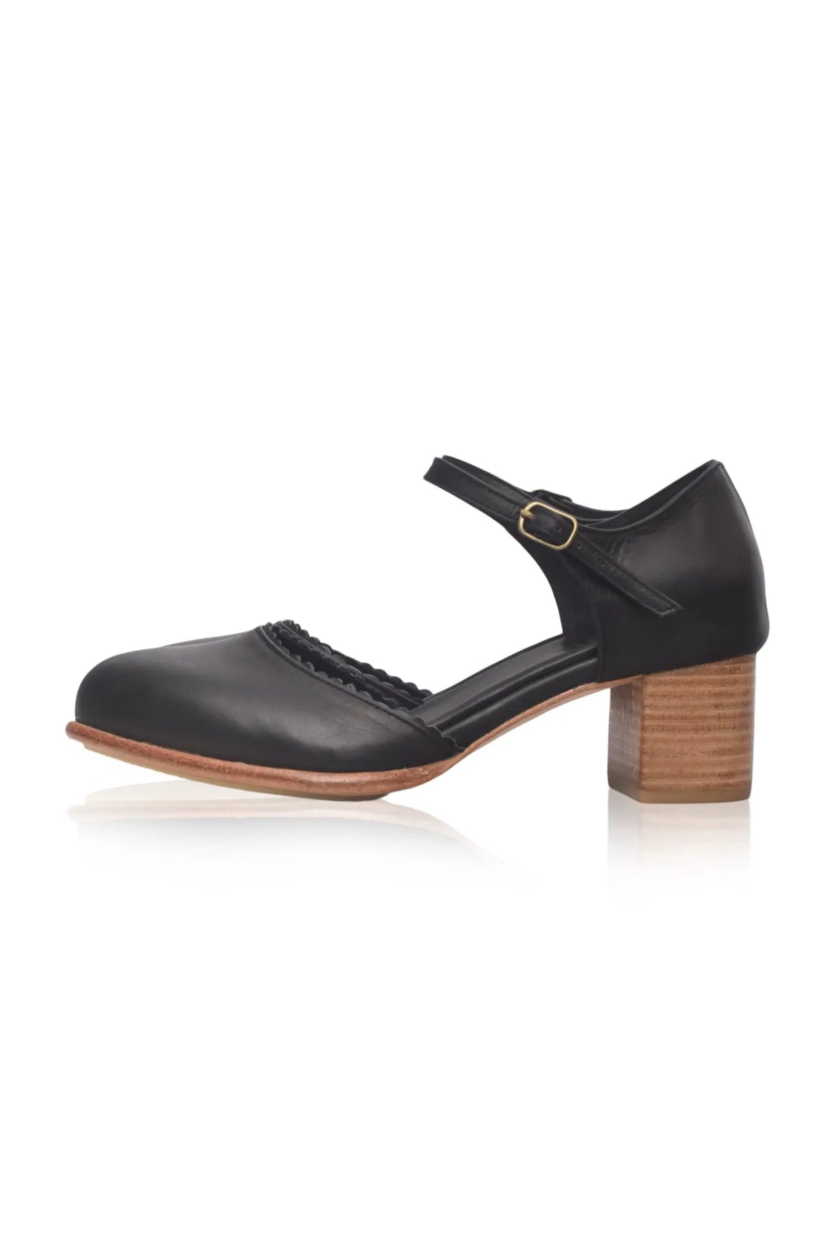 Toledo Scalloped D’Orsay Leather Heels by ELF