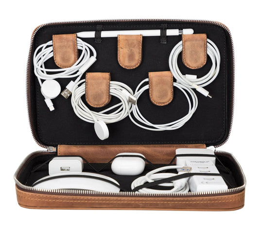 Leather Travel Cable Organizer by TORONATA