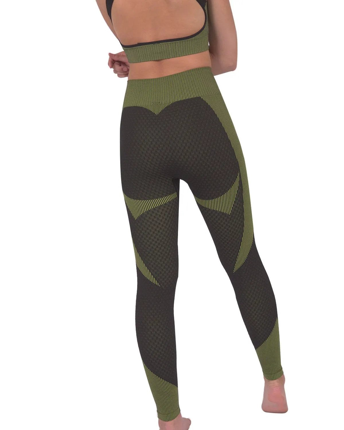 Trois Seamless Legging - Black With Green by Savoy Active
