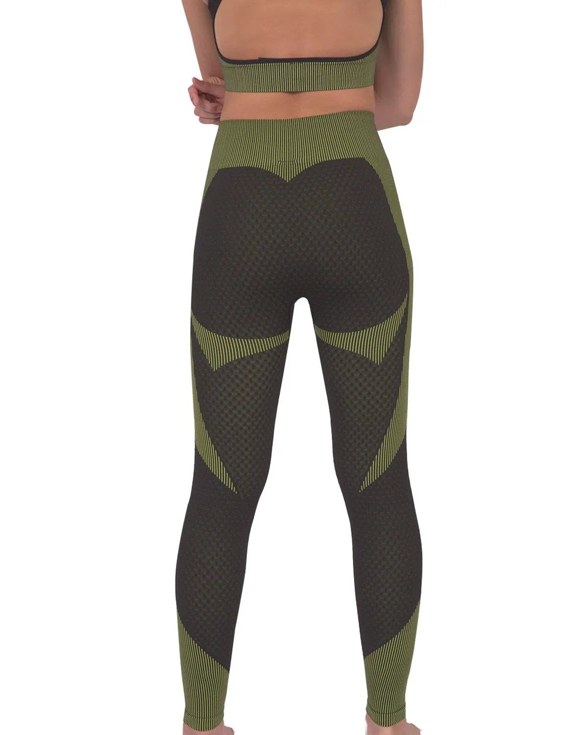 Trois Seamless Legging - Black With Green by Savoy Active