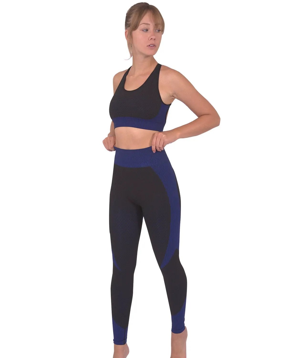 Trois Seamless Legging - Black With Navy by Savoy Active