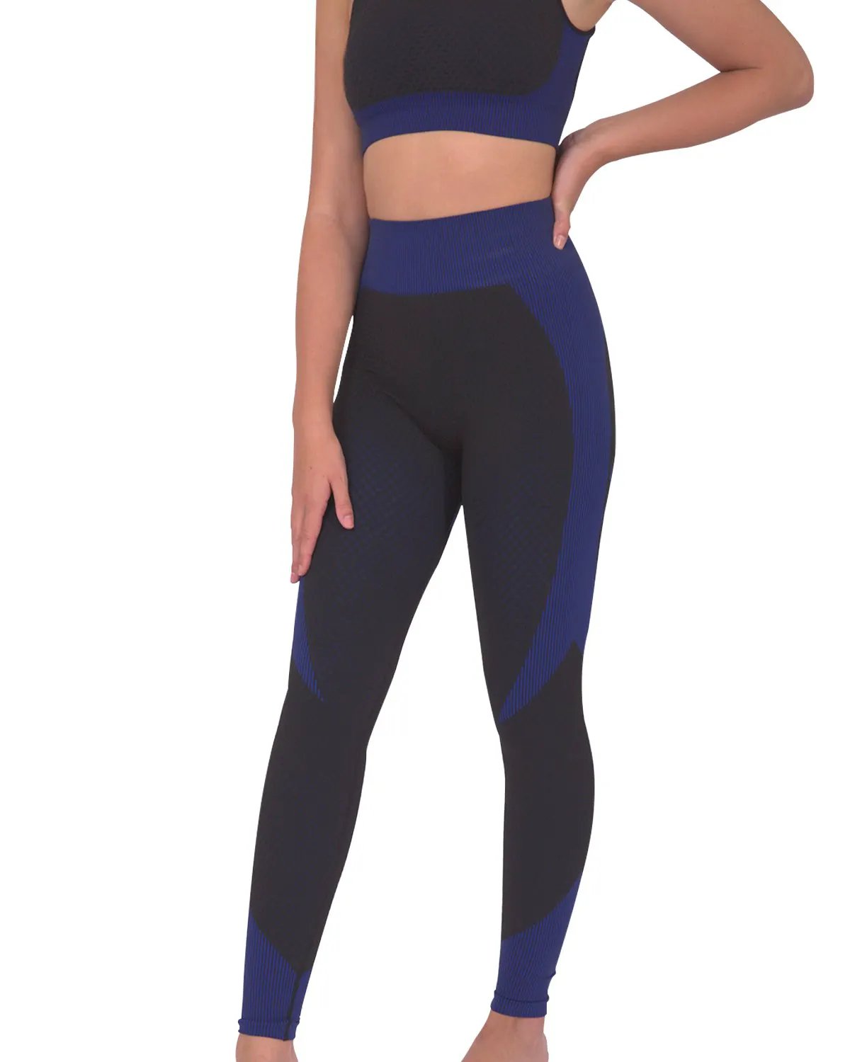Trois Seamless Legging - Black With Navy by Savoy Active