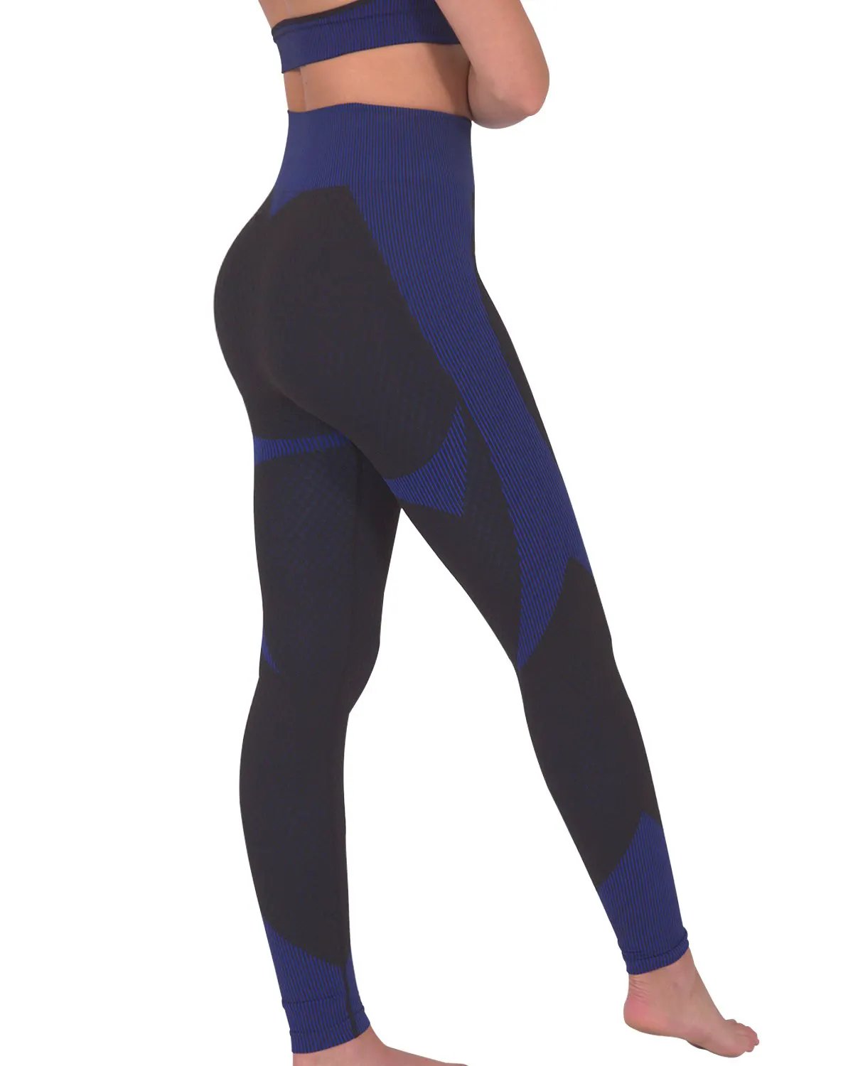 Trois Seamless Legging - Black With Navy by Savoy Active