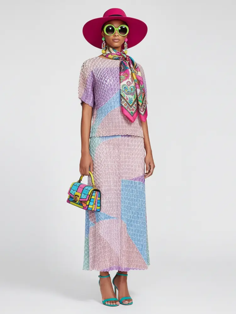 Two-Piece Suit with Color Contrast Top and Pleated Skirt For Women, Midtown, BYMANYC New York. by BYMANYC ® New York