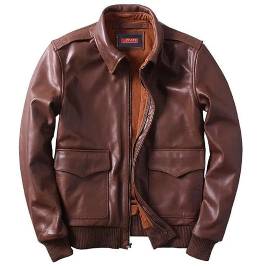 US A2 Flight Mens Bomber Genuine Leather Jacket by Inland Leather Co.