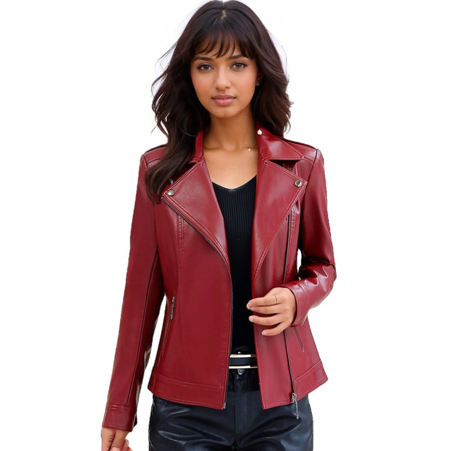 Clarice Leather Biker Jacket Women by Inland Leather Co.