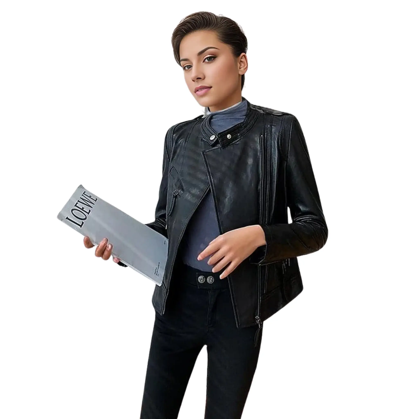 Quaz Womens Streetwear Women's Vintage Sheepskin Leather Coat by Inland Leather Co.