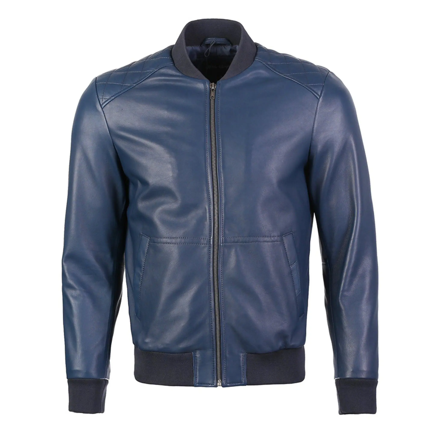 Greer Men's Wax Finish Sheepskin Leather Bomber Jacket by Inland Leather Co.